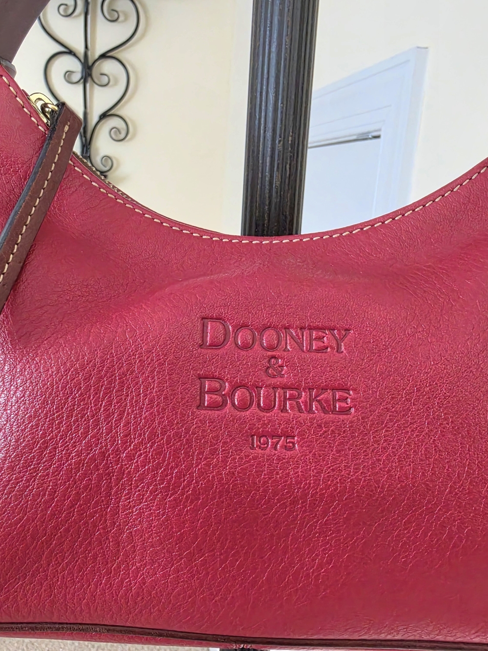 Dooney & Bourke 1975 Red Leather Shoulder Bag - Picture 3 of 11